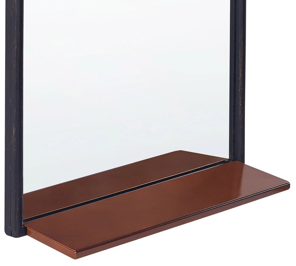 Nástenné zrkadlo s poličkou 40 x 67 cm čierna/medená DOMME Beliani