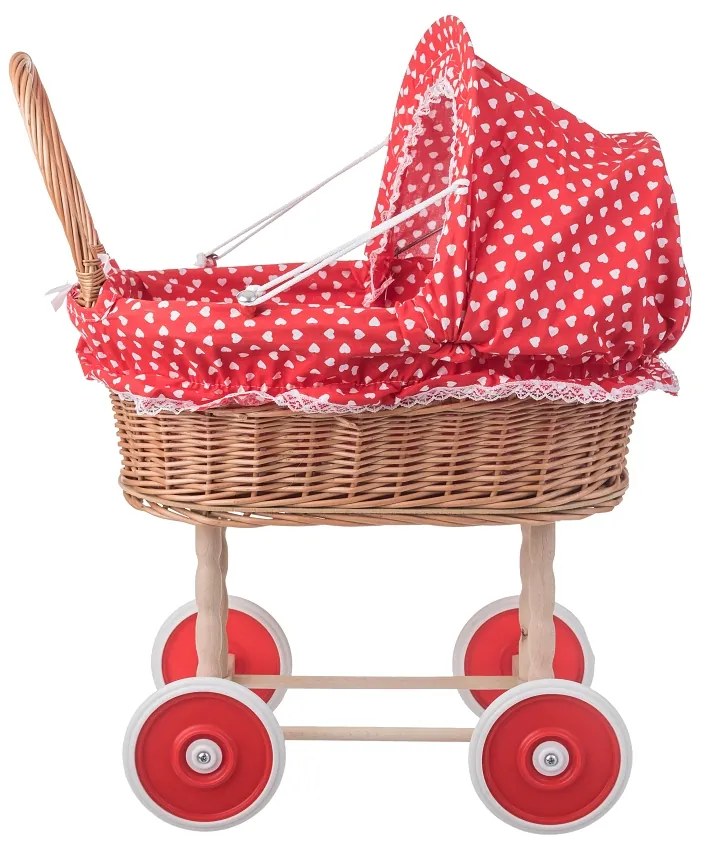 ČistéDrevo Prútený kočík pre bábiky so vzorom