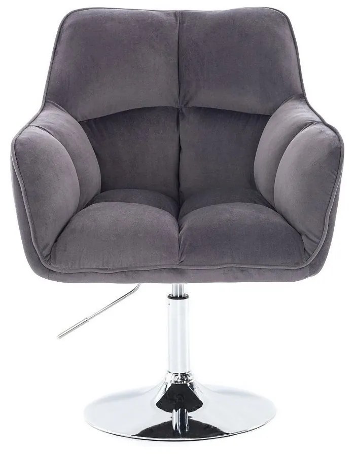 LuxuryForm DESIGN Kreslo AMALFI VELUR na striebornom tanieri - tmavosivé