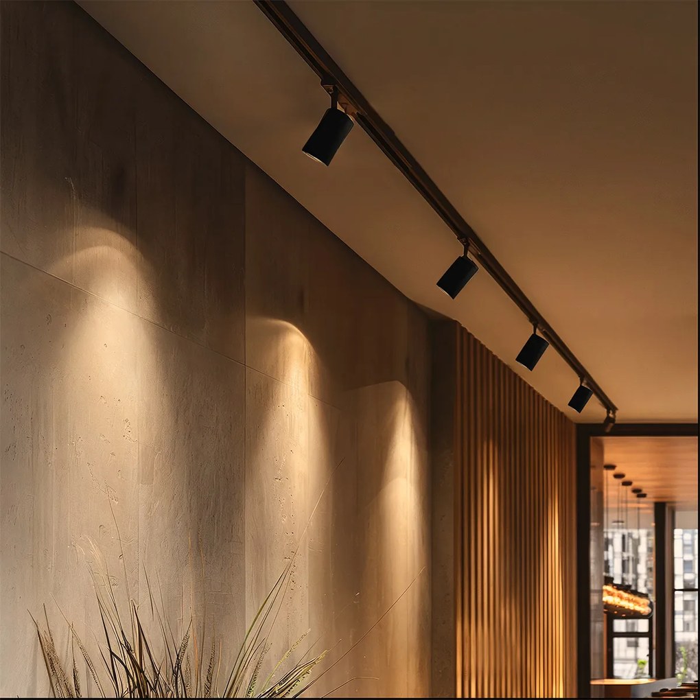 Moderný 1-fázový koľajnicový systém s 5 reflektormi AR70 čierny - Jeana Luxe