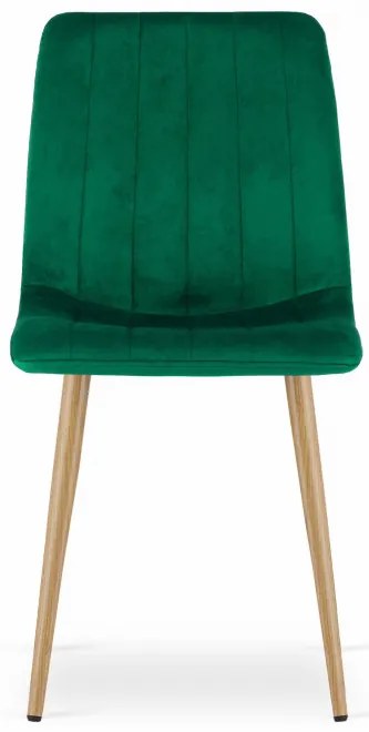 Set štyroch jedálenských stoličiek LAVA zamatové zelené / drevené nohy (4 ks)