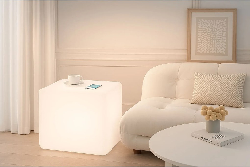 Svietiaca LED guľa 50 cm – 18 RGB + 12 biele
