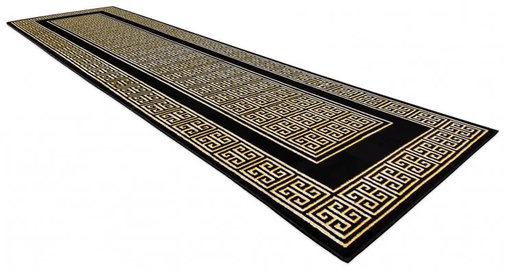 Dywany Łuszczów, Koberec behúň Gloss 6776 86 greek black/gold, 60x300, žltá, kancelária