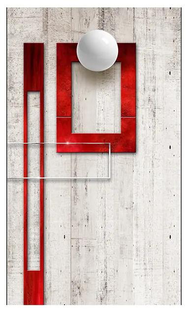 Artgeist Tapeta - Concrete, red frames and white knobs Veľkosť: 50x1000