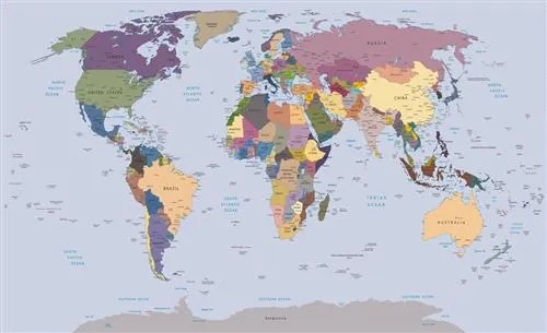 Vliesové fototapety, rozmer 416 x 254 cm, mapa sveta, IMPOL TRADE 2142 VE XXXL
