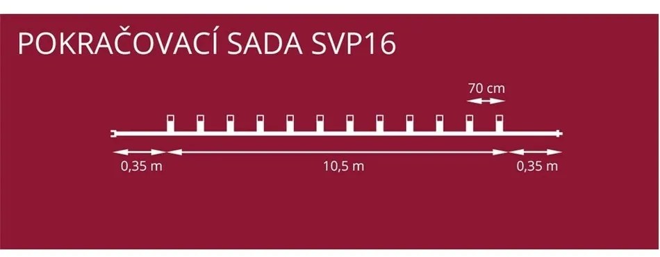 Svetelná reťaz Felicia biela, 16 žiaroviek Filament, predĺženie