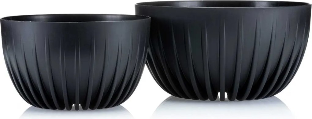 Kvetináč STRIPPED Eco 23,6x14 cm čierny