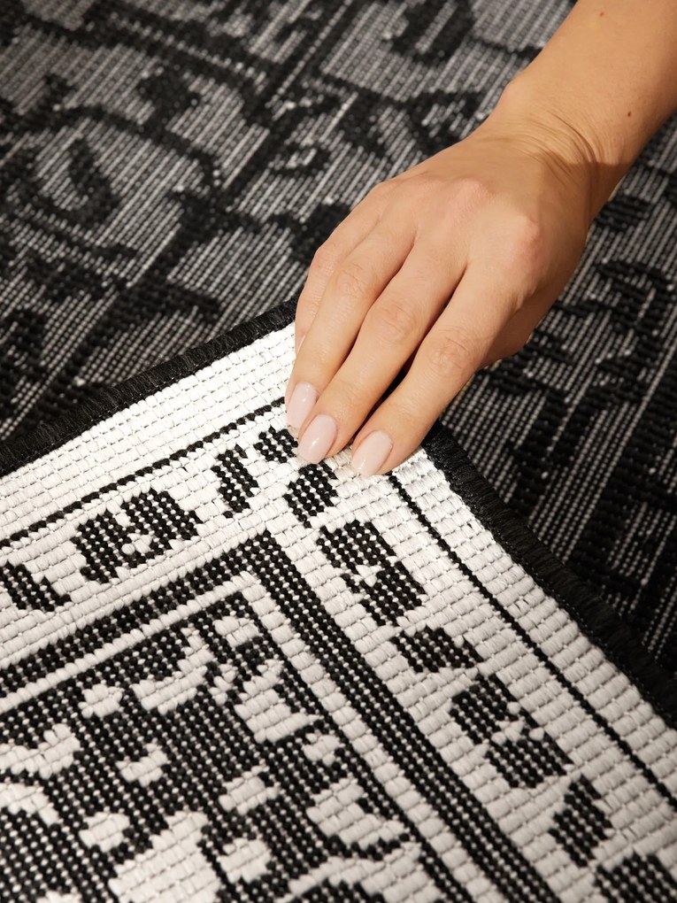 NORTHRUGS, Kusový koberec Duet Kona 106248 Black/White - na von aj na doma, 160x230, čiernobiela, chodba / predsieň