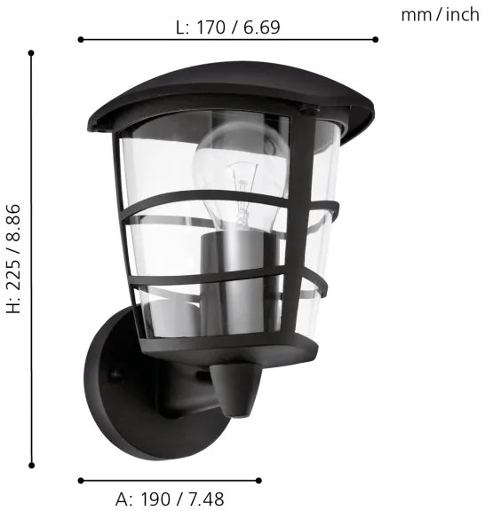Eglo 93097 - LED Vonkajšie nástenné svietidlo ALORIA 1xE27/8,5W/230V IP44