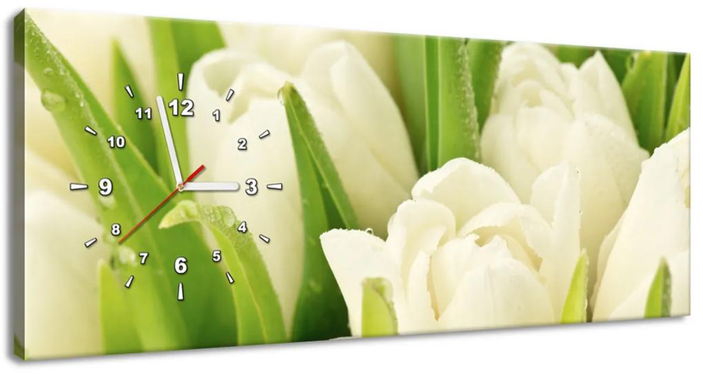Gario Obraz s hodinami Jemné tulipány Rozmery: 100 x 40 cm