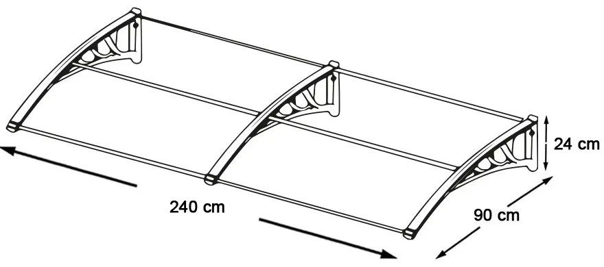 Plastová strieška v rôznych veľkostiach a farbách-Čierna-240x90 cm