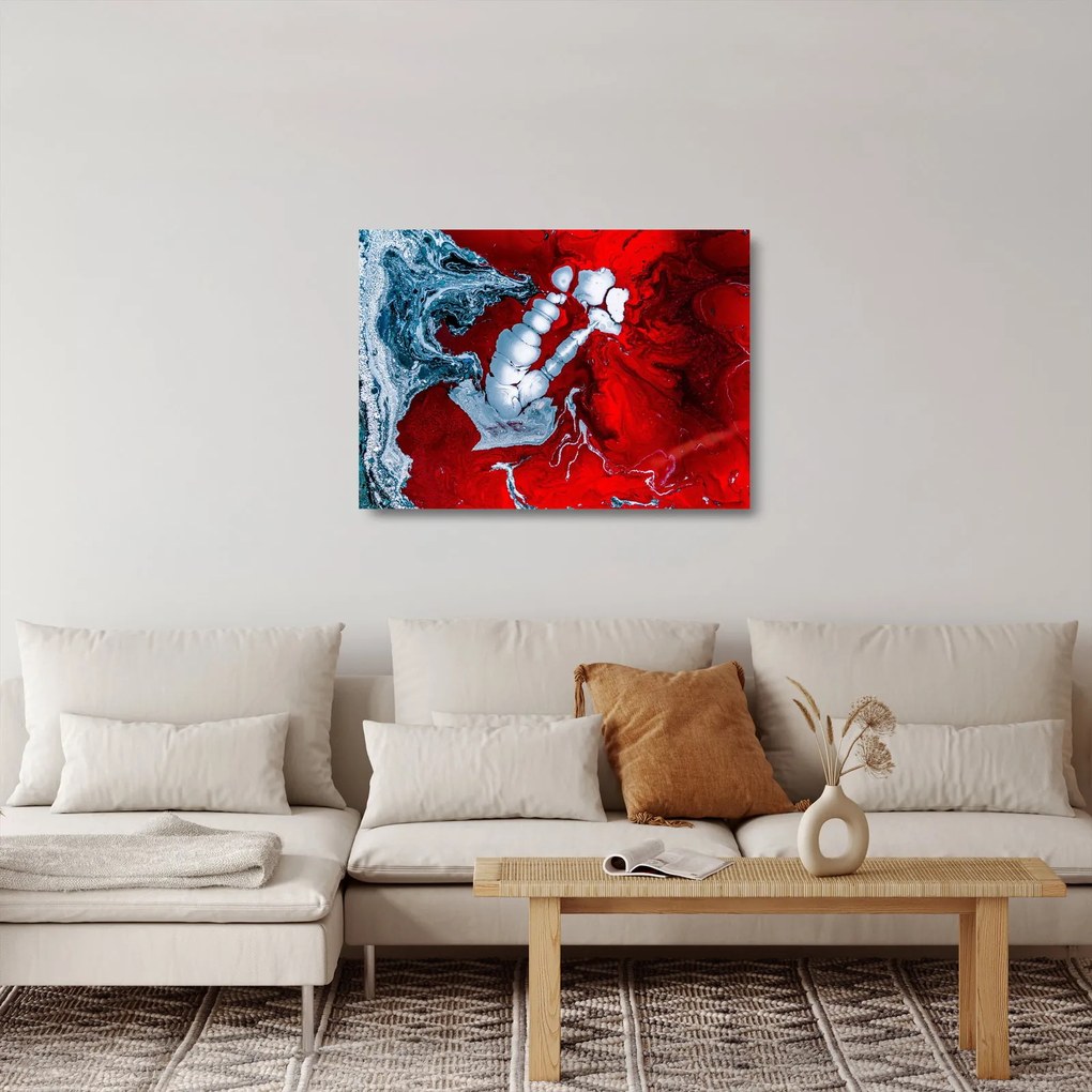 Sklenený obraz abstraktných škvŕn (70x50 cm)