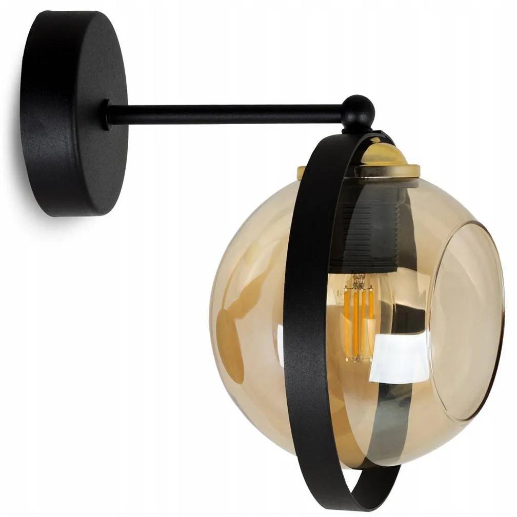 Nástenné svietidlo RING, 1x medové sklenené tienidlo, (výber z 3 farieb uchytenia)
