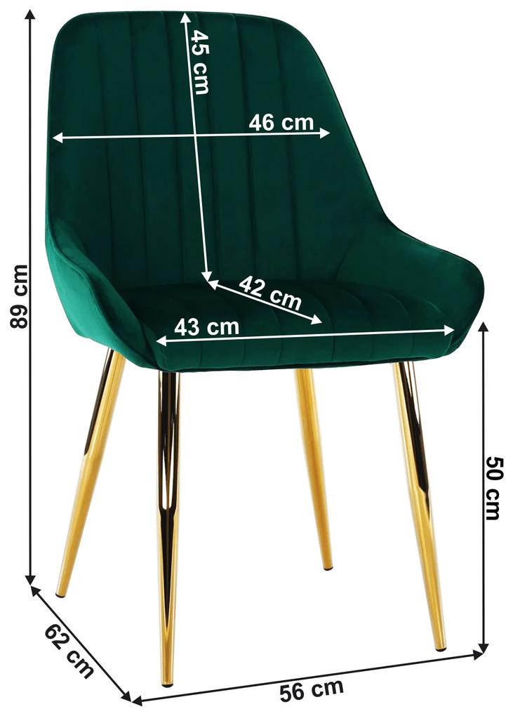 Kondela Jedálenská stolička, smaragdová/gold chróm-zlatý, PERLIA