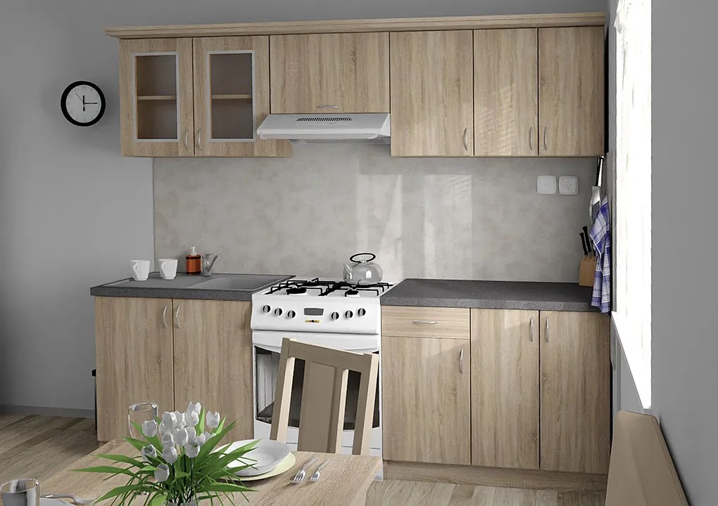 Nabytekmorava Kuchynská linka Bára B farba kuchyne: dub sonoma tmavá