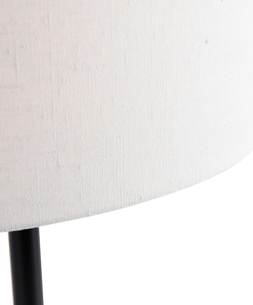 Stolná lampa čierna s oválnym ľanovým tienidlom biela 35cm - Simplo