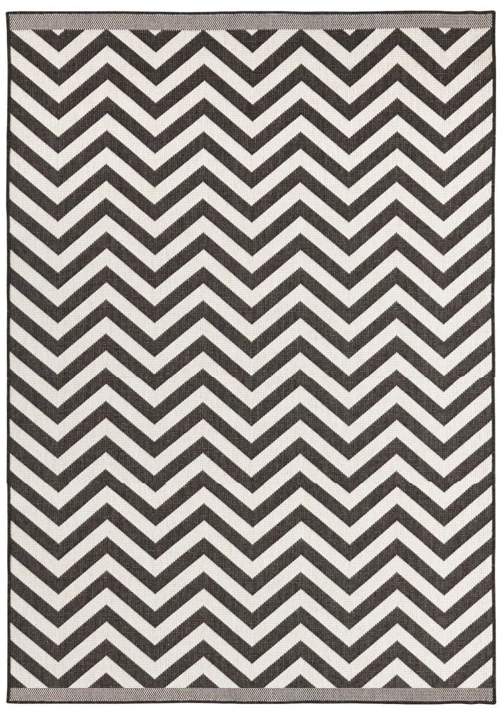 Kusový koberec Twin Supreme 103433 Palma black creme – na von aj na doma, 120x170, čiernobiela, chodba / predsieň, Hanse Home