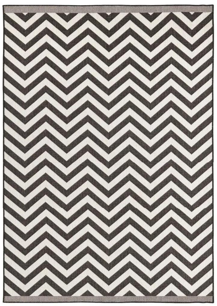 NORTHRUGS - Hanse Home koberce Kusový koberec Twin Supreme 103433 Palma black creme – na von aj na doma - 80x350 cm