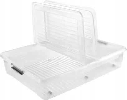 Úložný box s vekom a kolieskami pod posteľ, KEEEPER CLIPBOX LEO 53L, 77 x 58 x 16 cm