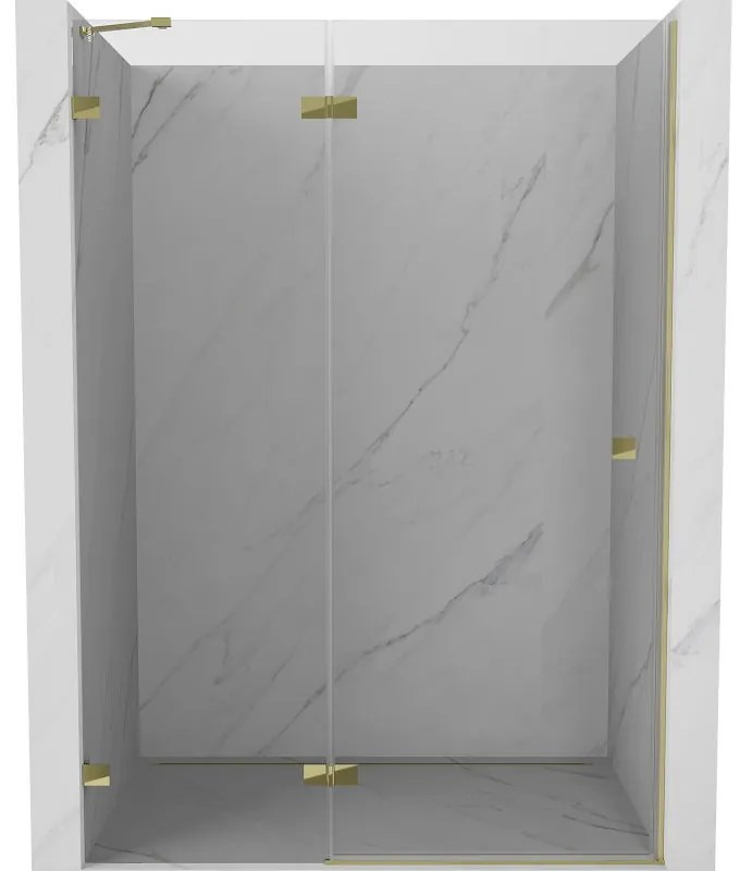 Mexen, Mexen Lunar ľavé otočné sprchové dvere 140 cm, transparentné, zlaté - 834-140-000-50-00-L