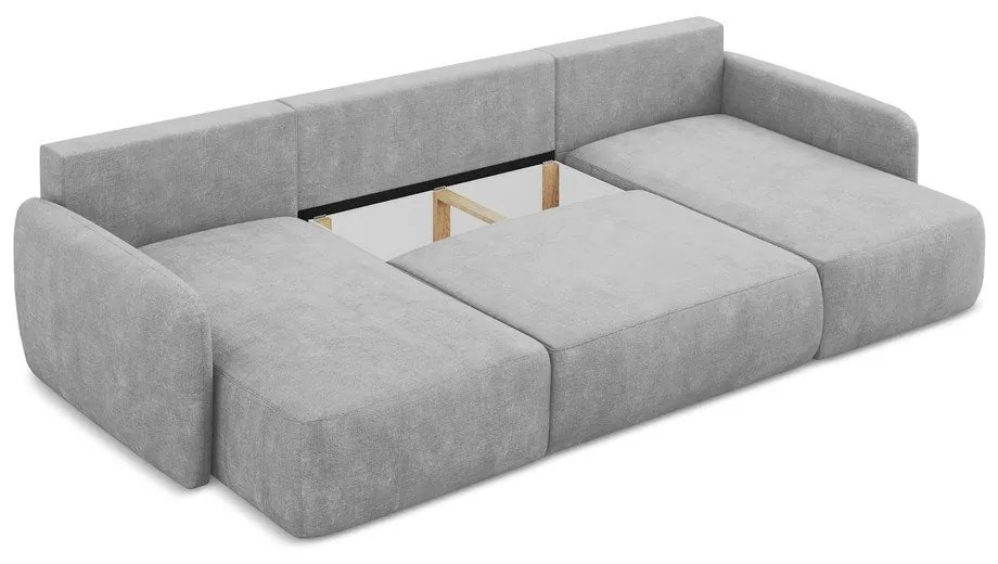 Svetlosivá ženilková rozkladacia/s úložným priestorom rohová pohovka (do tvaru "U") Lilo – Makamii