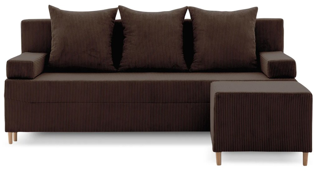 Rozkladacia pohovka s podnožkou FIREZE - poso Hnedá