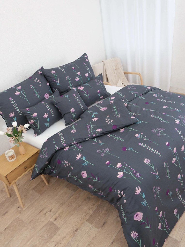 Bavlnené obliečky Renforcé - Vlčie maky tmavo šedé