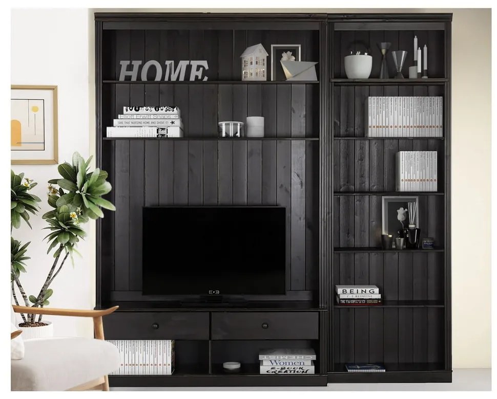 Hnedá TV zostava z borovicového dreva 214x223 cm Anita – Støraa