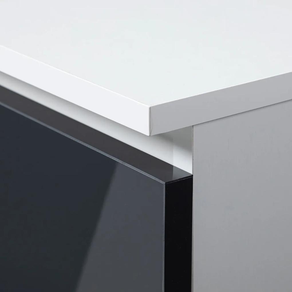 Rohový písací stôl B20 biely/grafitový pravý