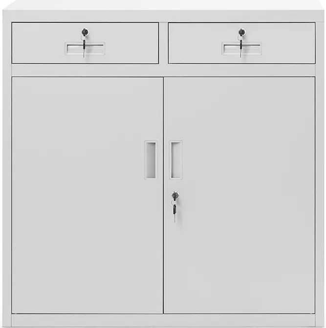 Kovová kancelárska skriňa so zásuvkami LENA, 900 x 900 x 400 mm, šedá