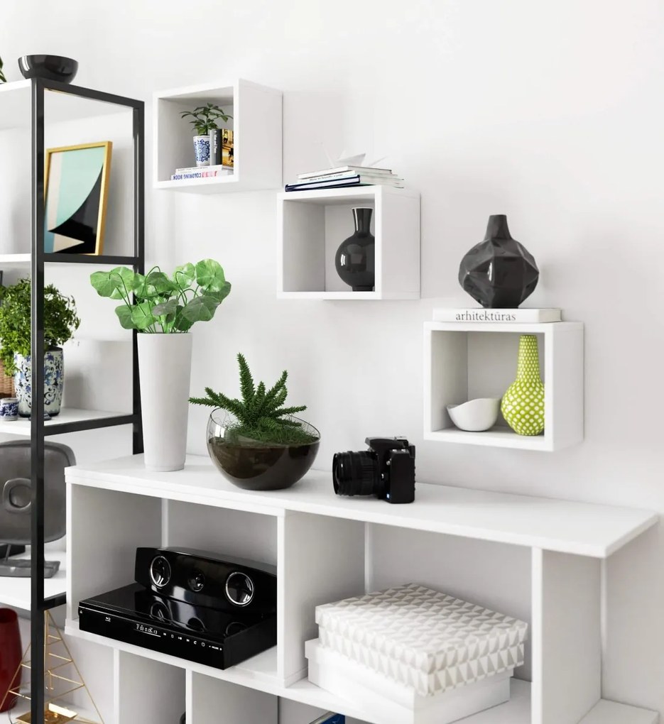 Súprava políc Kika 25x25 cm biela