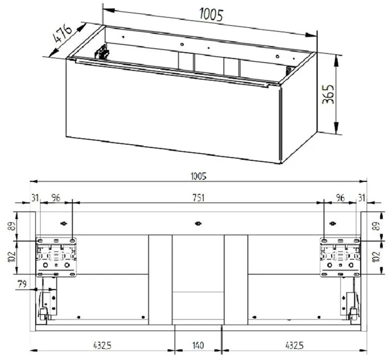 Mereo Mereo, Mailo, kúpeľňová skrinka 101 cm, chrómové madlo, MER-CN527S