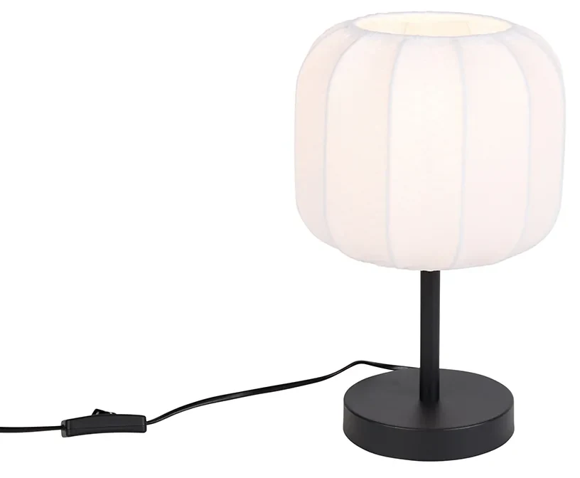 Japandi stolná lampa čierna s bielou - Madleine