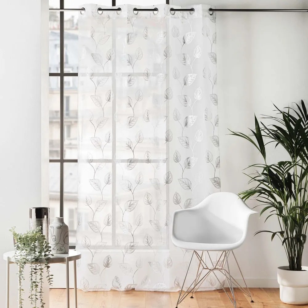 Záclona v bielej a striebornej farbe 140x280 cm Edelia – douceur d'intérieur