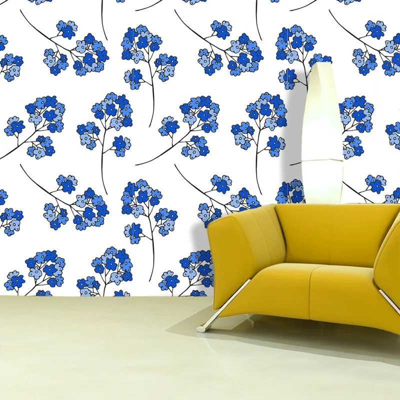 Sablio Tapeta Modré kvietie - 125x75 cm