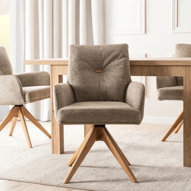 Otočná stolička Alesund - Hnedá, s pružinovým jadrom