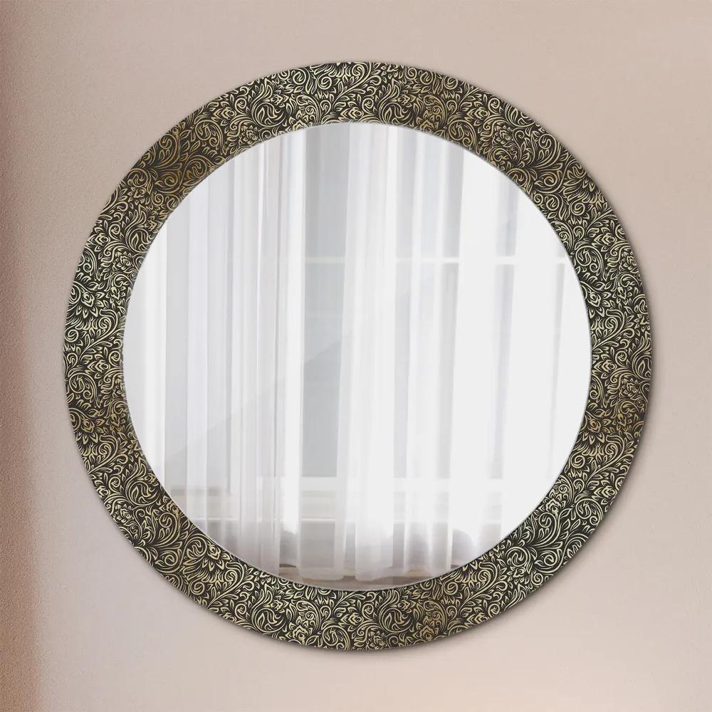 Okrúhle dekoračné zrkadlo s motívom Zlaté ozdoby fi 70 cm