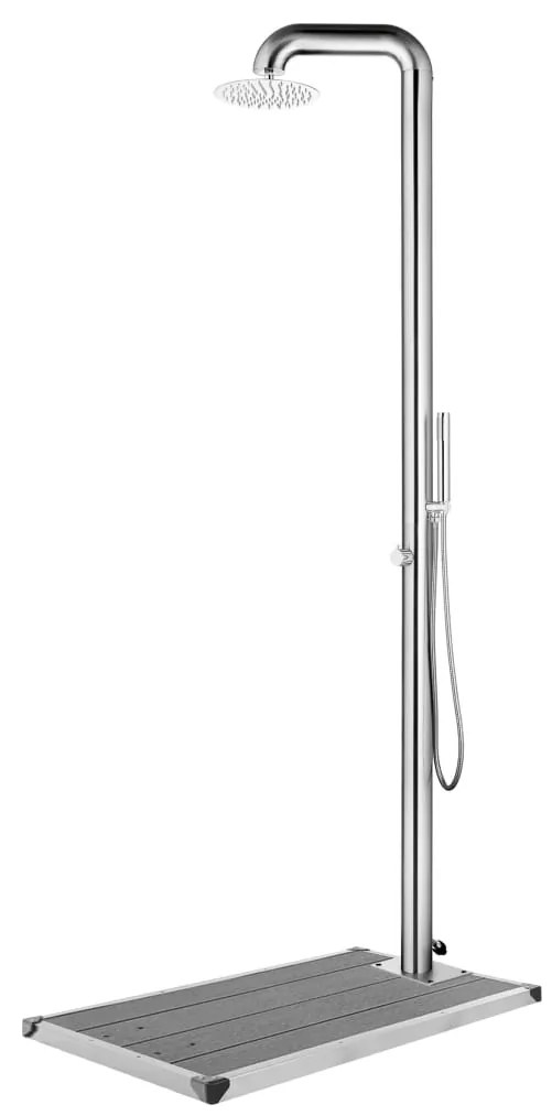 Záhradná sprcha so sivým podstavcom 230 cm nehrdzavejúca oceľ 3070794