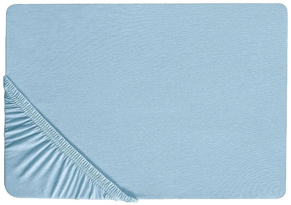Bavlnená posteľná plachta 90 x 200 cm svetlomodrá HOFUF Beliani