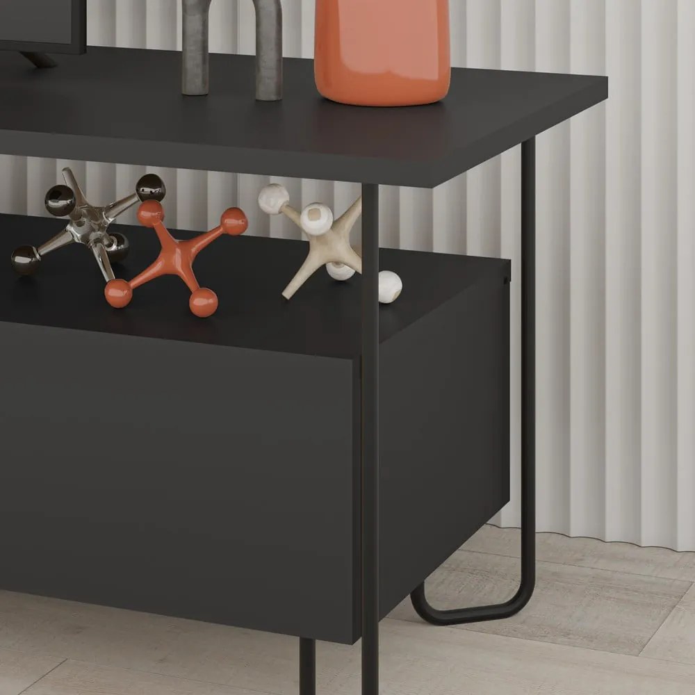 Čierny TV stolík 150x45 cm Dilly – Marckeric