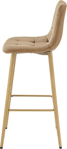 Barová stolička ARCETO zamatová, hnedá / hnedá