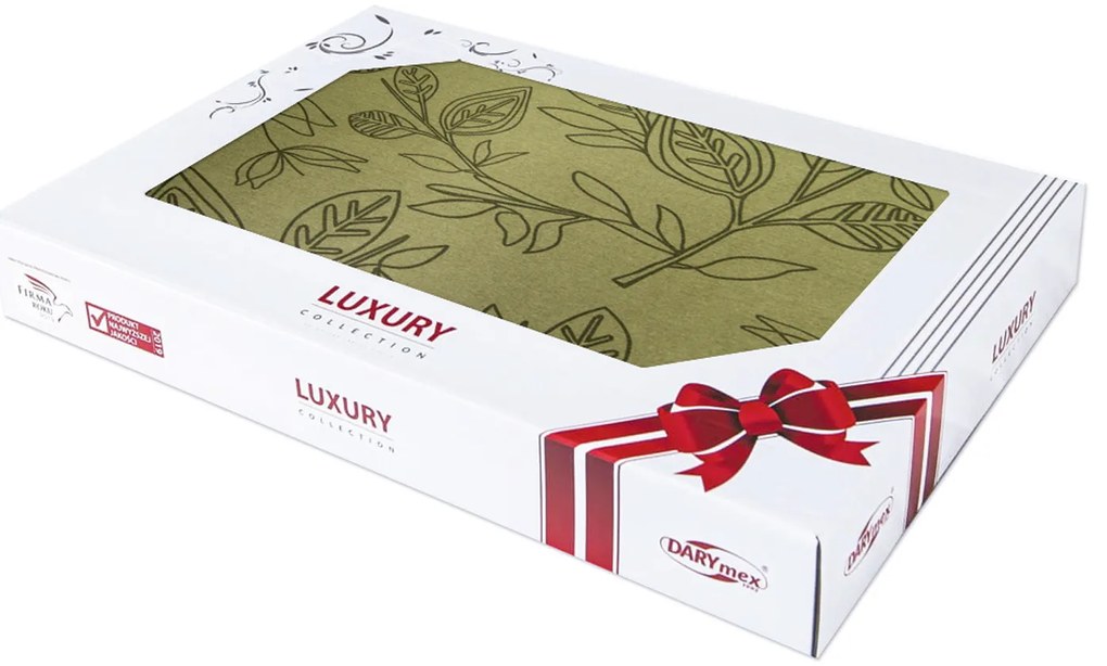 SATÉNOVÉ OBLIEČKY LUXURY GREEN 160X200 CM, 2KS 70X80 CM LISTY