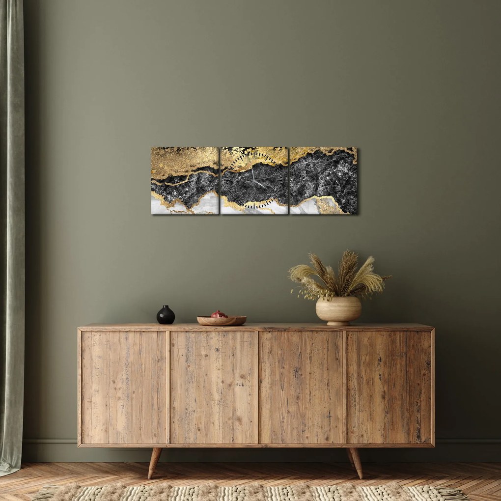 Obraz - Mramor (s hodinami) (90x30 cm)