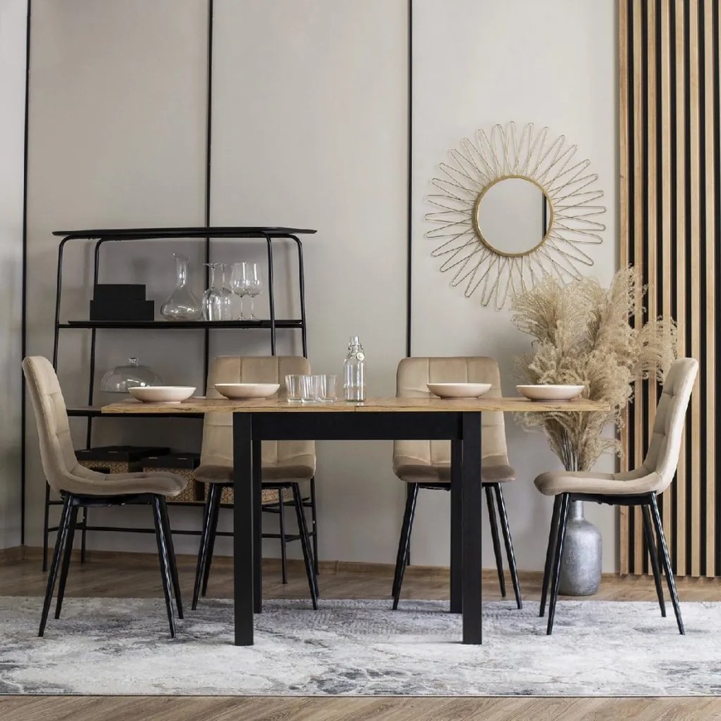 PROXIMA.store - Čalúnená jedálenska stolička PERU FARBA: horčicová, FARBA NÔH: čierna