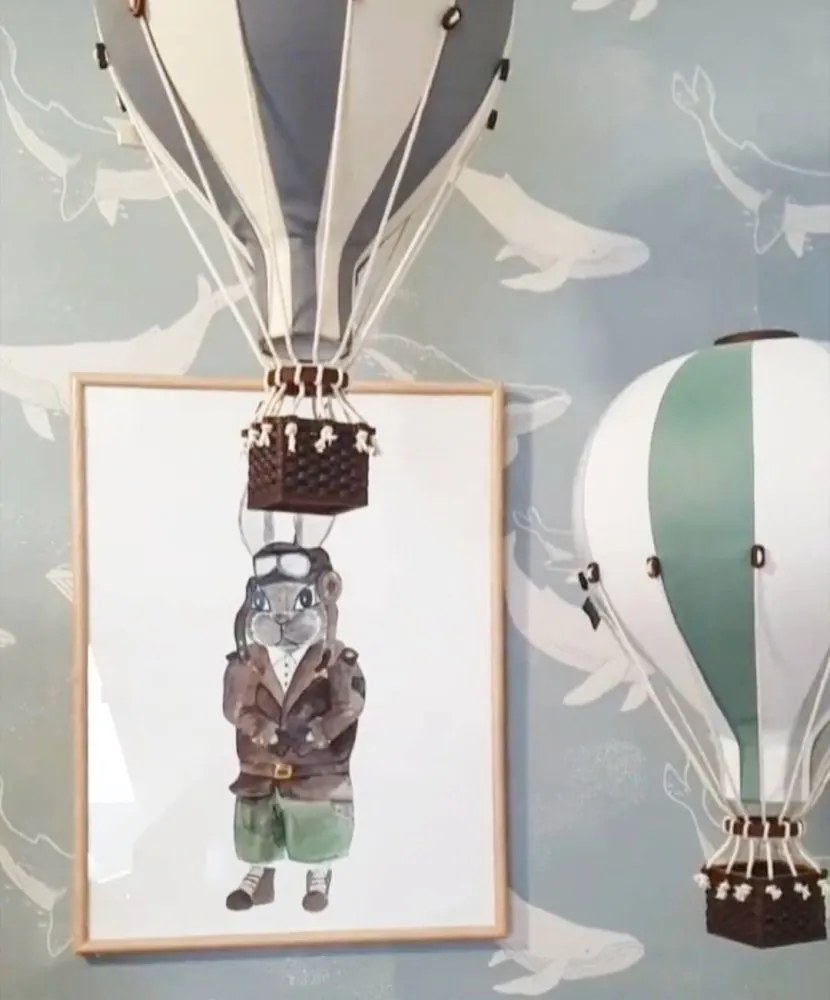 Dekoračný lietajúci balón sivá – dekorácia do detskej izby M-33cm x 20cm