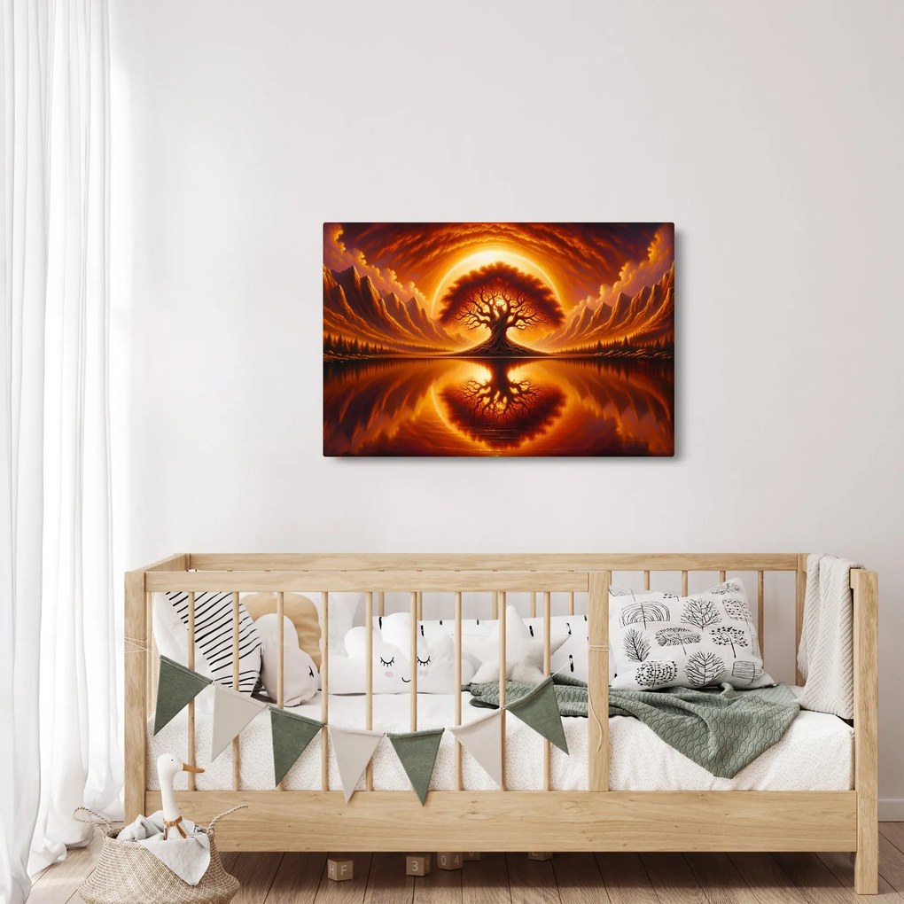 Obraz – Strom v krvavom slnku (90x60 cm)