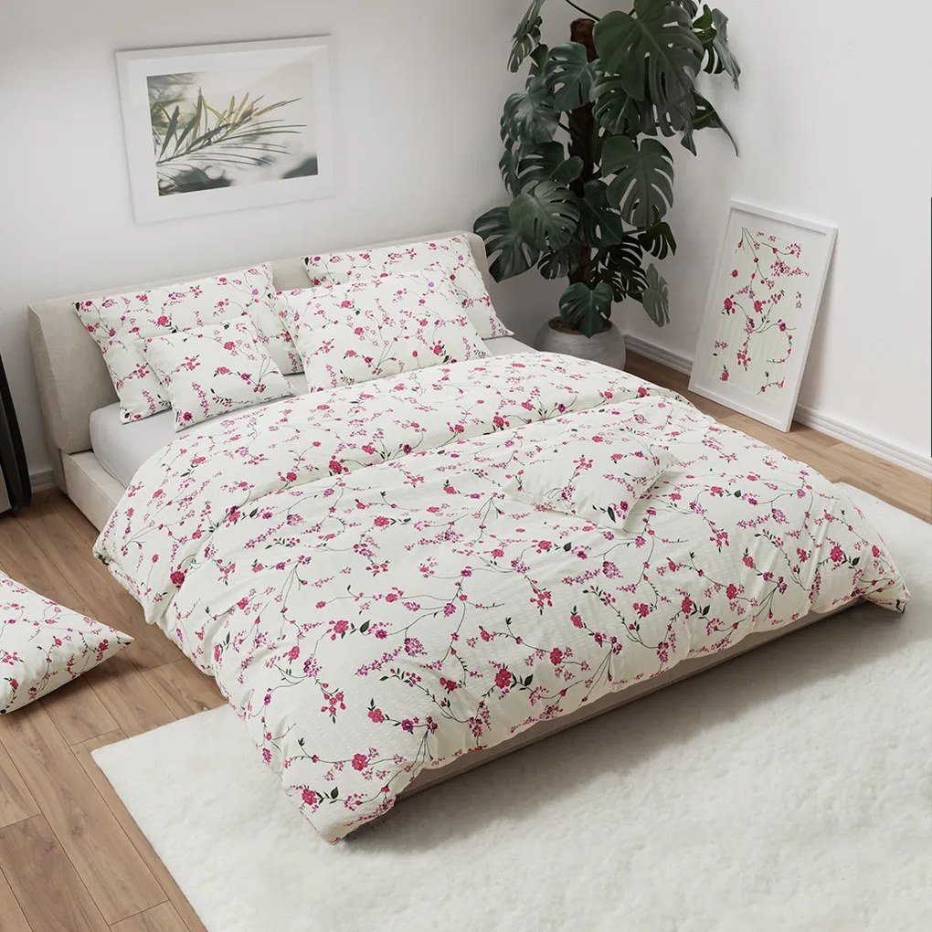 Krepové obliečky FLORAL CREAM krémové Rozmer obliečky: 70 x 90 cm | 140 x 200 cm