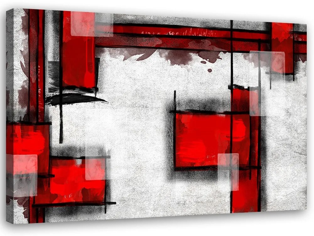 Gario Obraz na plátne Geometrická abstrakcia v červenej farbe Rozmery: 90 x 60 cm