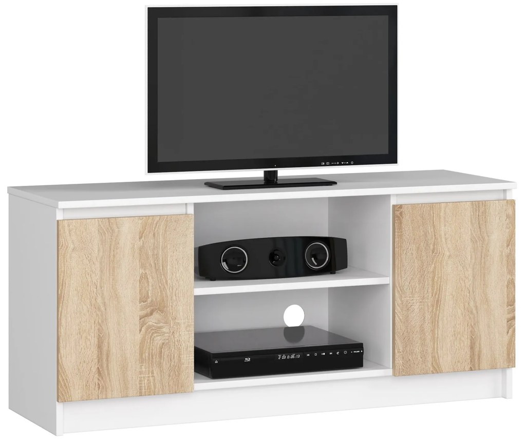 TV stolík Darian  (biela + dub sonoma). Akcia -11%. Vlastná spoľahlivá doprava až k Vám domov. 1069521