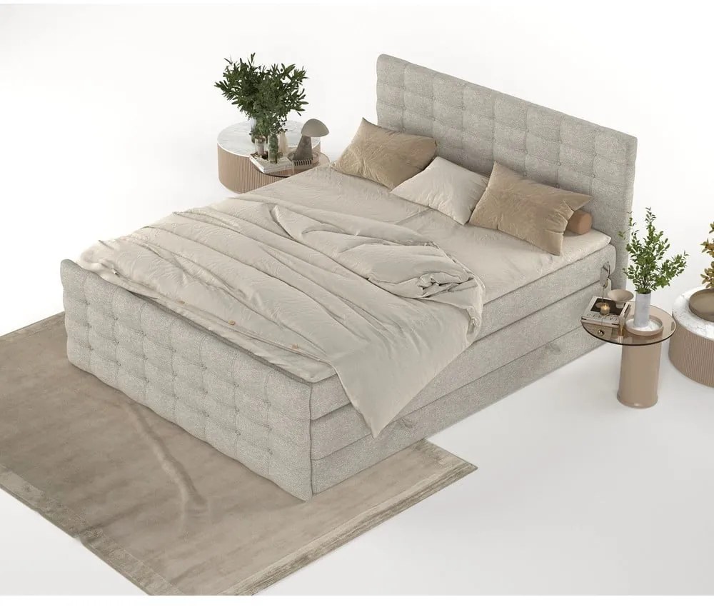 Béžová boxspring posteľ s úložným priestorom 200x200 cm Blend – Maison de Rêve